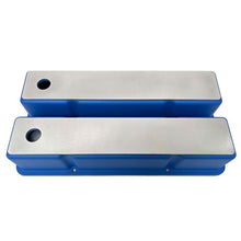 Load image into Gallery viewer, Small Block Chevy Tall Valve Covers, Custom Engravable Billet Top - Blue