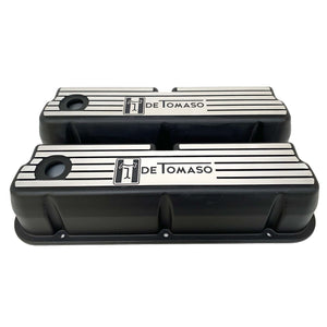 Ford De Tomaso 351 Windsor Valve Covers - NEW Wide Fins - Style 2 - Black