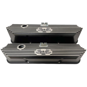 Ford FE 406 American Eagle Tall Valve Covers - Finned - Black