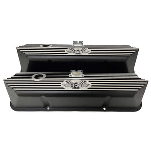 Ford FE 406 American Eagle Tall Valve Covers - Finned - Black