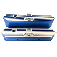 Load image into Gallery viewer, Ford FE 406 American Eagle Tall Valve Covers - Finned - Blue