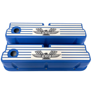 Ford 289 American Eagle Wide-Finned Valve Covers - Blue