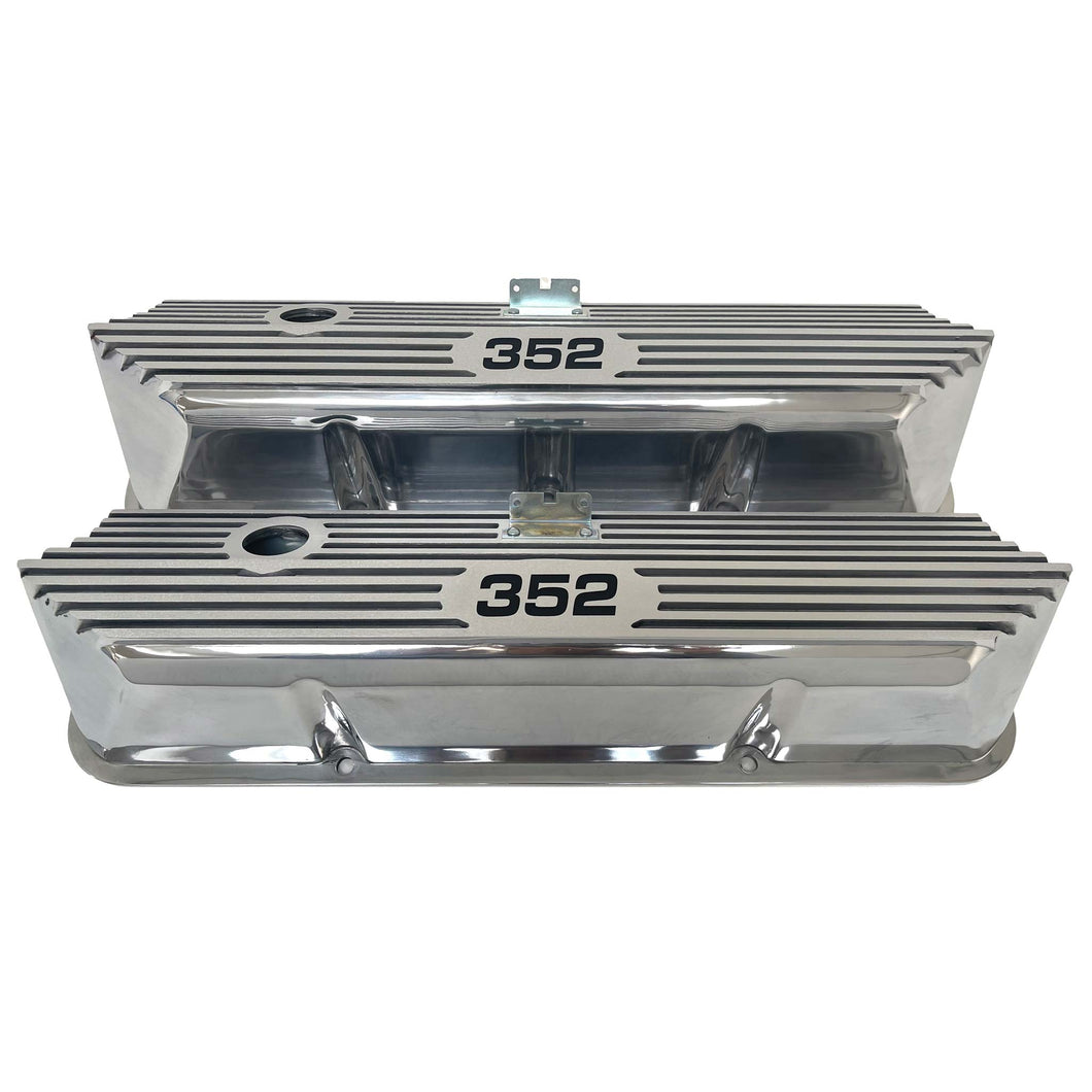 Ford FE 352 Valve Covers Tall Finned - Polished