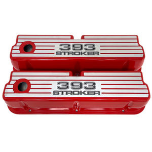 Ford 393 Stroker Windsor Valve Covers - Wide Fin, Red