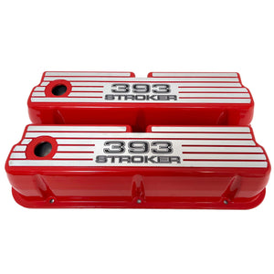 Ford 393 Stroker Windsor Valve Covers - Wide Fin, Red