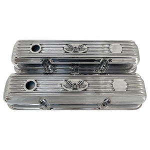 Ford FE 352 American Eagle Valve Covers Short Finned - Polished