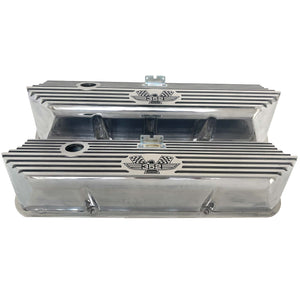Ford FE 352 American Eagle Valve Covers Tall Finned - Polished