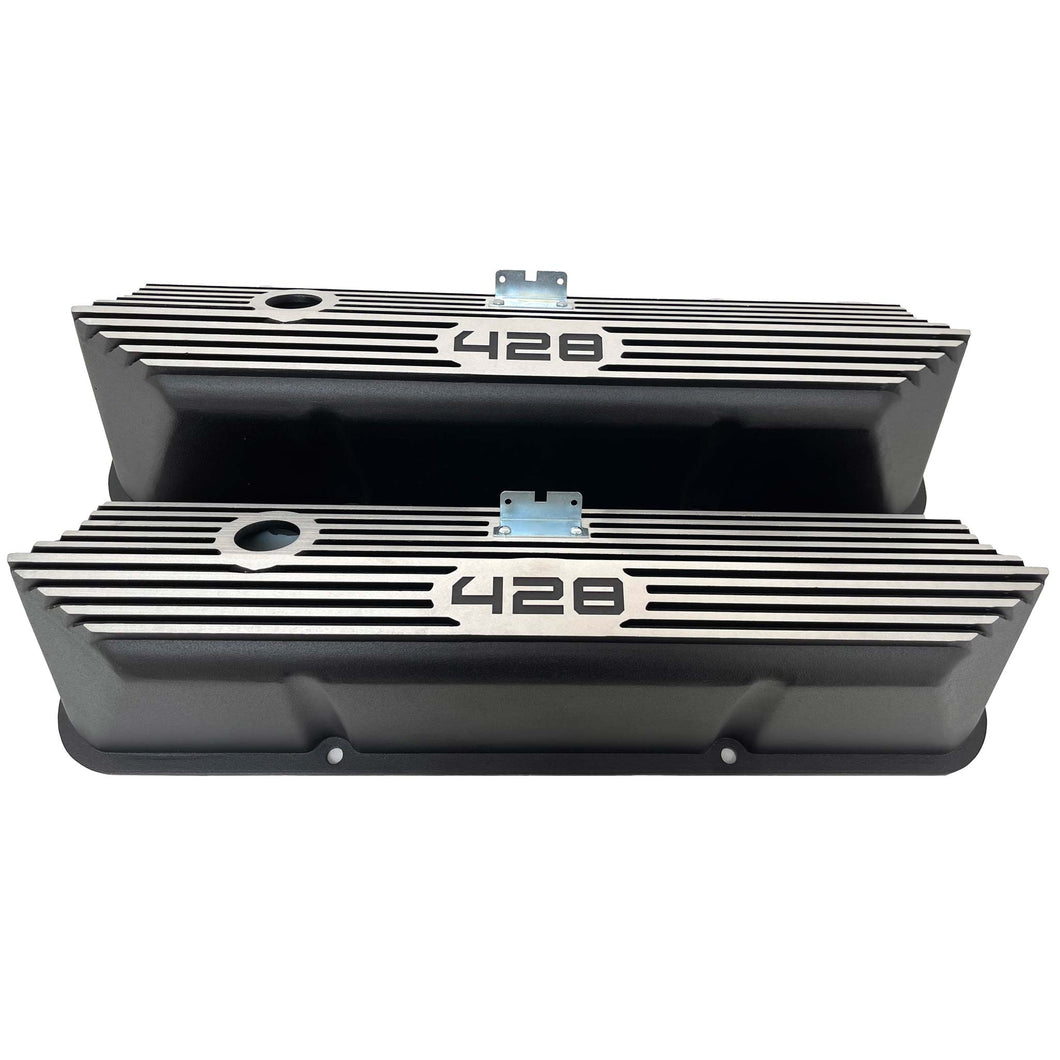 Ford FE 428 Valve Covers Tall Finned - Black