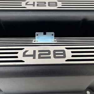Ford FE 428 Valve Covers Tall Finned - Black