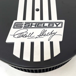Carroll Shelby 14" Round Air Cleaner Kit, Billet Top, Style 1 - Black