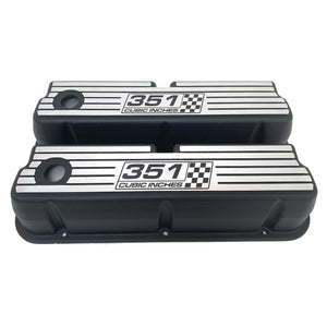 Ford 351 Windsor - 351 Cubic Inches - Wide Fin Valve Covers - Black