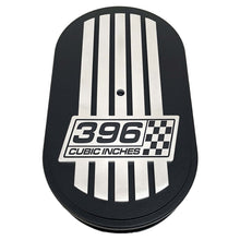 Load image into Gallery viewer, 396 Cubic Inches, Custom Raised Billet Top Logo 15&quot; Oval Air Cleaner Lid Kit - Black