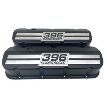 Load image into Gallery viewer, Chevy 396 Super Sport- Big Block Tall Slant Top Valve Covers - Engraved Raised Billet - Black