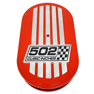502 Cubic Inches, Raised Billet Top, 15" Oval Air Cleaner Kit - Orange