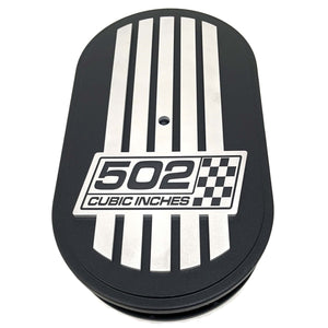502 Cubic Inches, Raised Billet Top - 15" Oval Air Cleaner Kit - Black