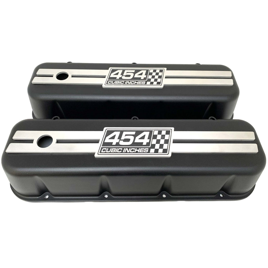 Chevy 454 - Big Block Tall Valve Covers, Raised Billet, Style 2 - Black