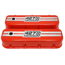 Load image into Gallery viewer, Chevy 427 - Big Block Tall Valve Covers - Engraved Raised Billet - Orange