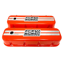 Load image into Gallery viewer, Chevy 454 - Big Block Tall Valve Covers - Engraved Raised Billet - Style 2 - Orange