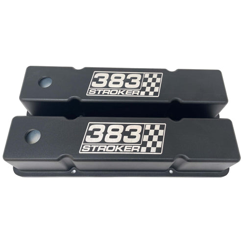 Small Block Chevy Tall Valve Covers - 383 STROKER - Black