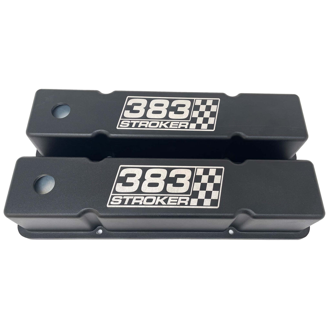Small Block Chevy Tall Valve Covers - 383 STROKER (Black)
