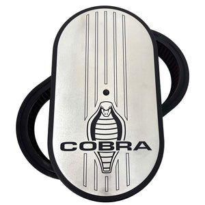New Ford Cobra 15" Oval Air Cleaner Kit - Silver