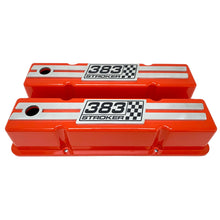 Load image into Gallery viewer, 383 Stroker Small Block Chevy Tall Valve Covers, Custom Engraved Billet - Orange