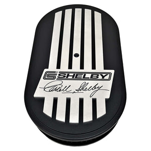 Carroll Shelby Signature 15" Oval Air Cleaner Kit - Raised Billet Top - Style 1 -Black