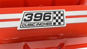 Chevy 396 - Big Block Tall Valve Covers - Raised Billet Top - Orange