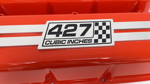 Chevy 427 - Big Block Tall Valve Covers - Engraved Raised Billet - Orange