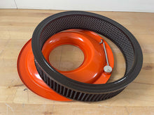 Load image into Gallery viewer, Small Block Chevy 355 Flag Logo - 13&quot; Round Air Cleaner Kit - Orange