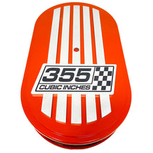 Load image into Gallery viewer, 355 Cubic Inches, Raised Billet Top 15&quot; Oval Air Cleaner Kit - Orange
