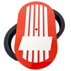 15" Oval Air Cleaner Lid Kit - Custom Raised Billet Top - Orange