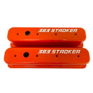 383 STROKER Small Block Chevy Tall Vortec Center Bolt Valve Covers - Orange