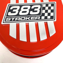 Load image into Gallery viewer, 383 STROKER Raised Billet Top Logo 15&quot; Oval Air Cleaner Lid Kit - Orange - Style 2