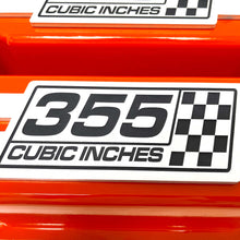 Load image into Gallery viewer, 355 Cubic Inches Small Block Chevy Valve Covers &amp; Air Cleaner Kit - Billet Top - Orange