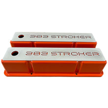 Load image into Gallery viewer, 383 Stroker Small Block Chevy Tall Valve Covers, Custom Billet Top - Orange