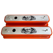 Load image into Gallery viewer, Small Block Chevy Center Bolt Valve Covers - F-U Skeleton - Orange