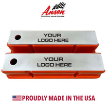 Load image into Gallery viewer, Small Block Chevy Tall Valve Covers, Custom Engravable Billet Top - Orange