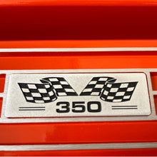 Load image into Gallery viewer, Small Block Chevy 350 Valve Covers, Flag Logo, Finned - Orange