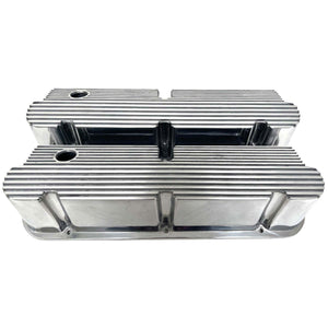 Ford Small Block Pentroof Tall Finned Valve Covers - Polished