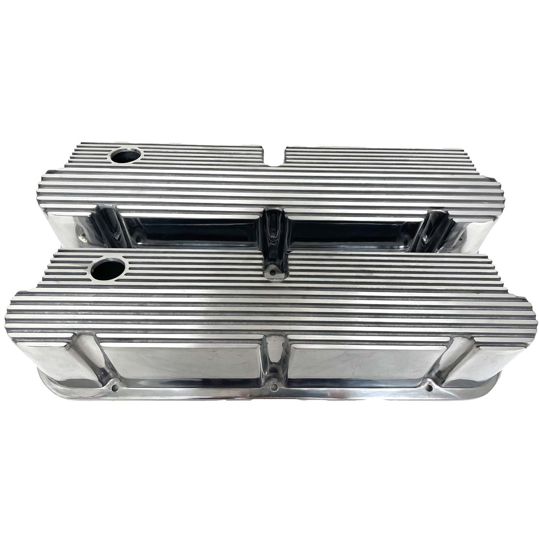 Ford Small Block Pentroof Tall Finned Valve Covers - Polished