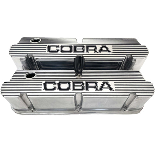 Ford Small Block Pentroof Cobra Tall Valve Covers, Engraved - Polished