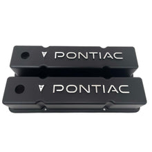 Load image into Gallery viewer, Pontiac Valve Covers For Small Block Chevy Heads - Raised Logo, Black
