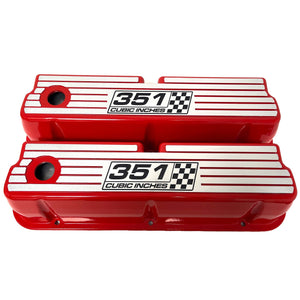 Ford 351 Windsor - 351 Cubic Inches - Wide Fin Valve Covers - Red