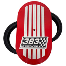 Load image into Gallery viewer, 383 STROKER Raised Billet Top 15&quot; Oval Air Cleaner Kit - Style 2 - Red