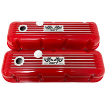 Load image into Gallery viewer, Big Block Chevy 427 Flag Logo, Classic Finned Valve Covers - Red