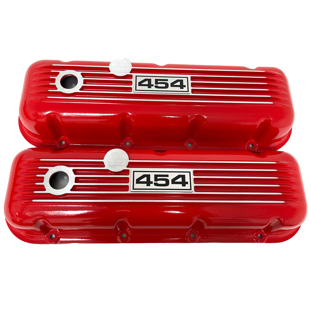 Big Block Chevy 454 Classic Finned Valve Covers - Red