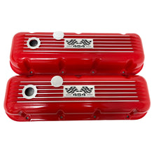 Load image into Gallery viewer, Big Block Chevy 454 Flag Logo, Classic Finned Valve Covers - Red