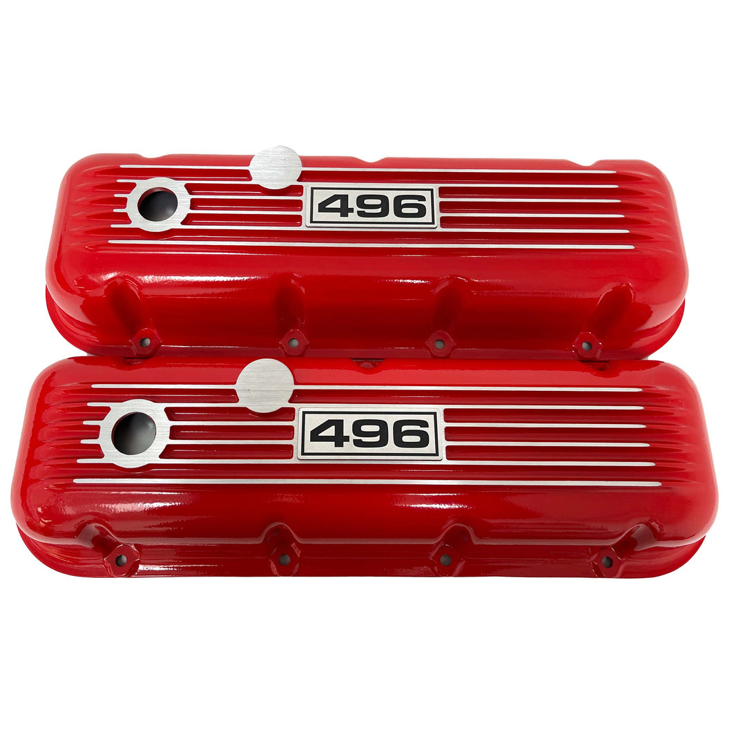 Big Block Chevy 496 Classic Finned Valve Covers - Red