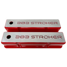 Load image into Gallery viewer, 383 Stroker Small Block Chevy Tall Valve Covers, Custom Billet Top - Red